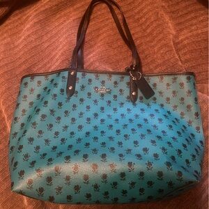 Coach Teal and Black Women's Tote Bag